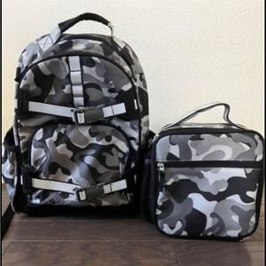 Pottery Barn Gray Camo Mackenzie Backpack & Lunch Box